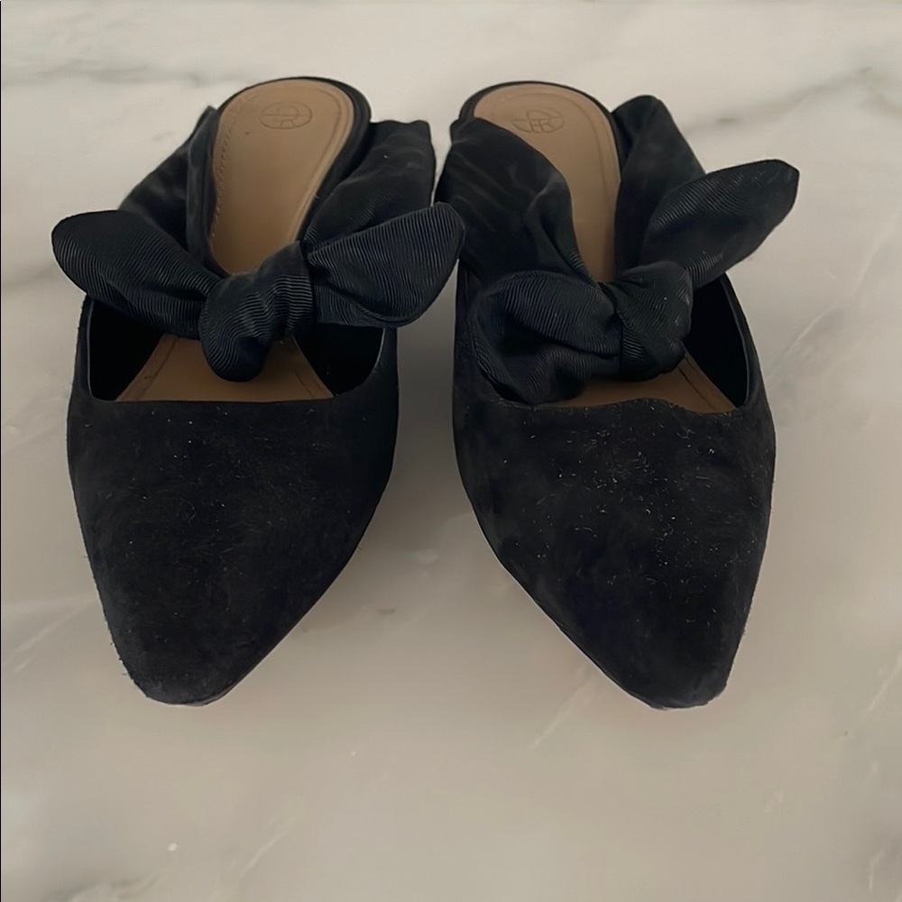 The Row black suede bow mules - great doe your holiday outfit